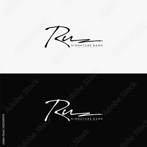 premium RU letter signature logo in handwriting art style monogram vector illustration template