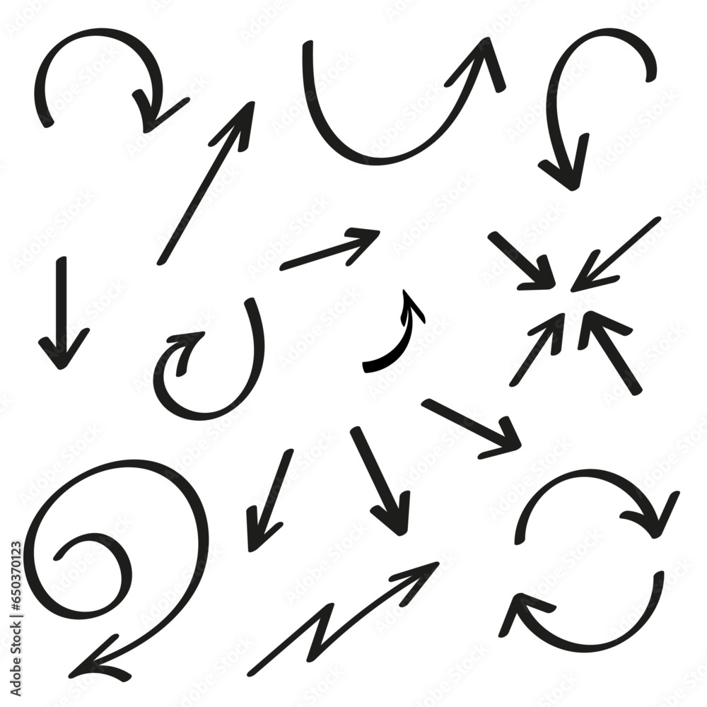 Hand drawn arrow vector element set Hand drawn arrow vector element set