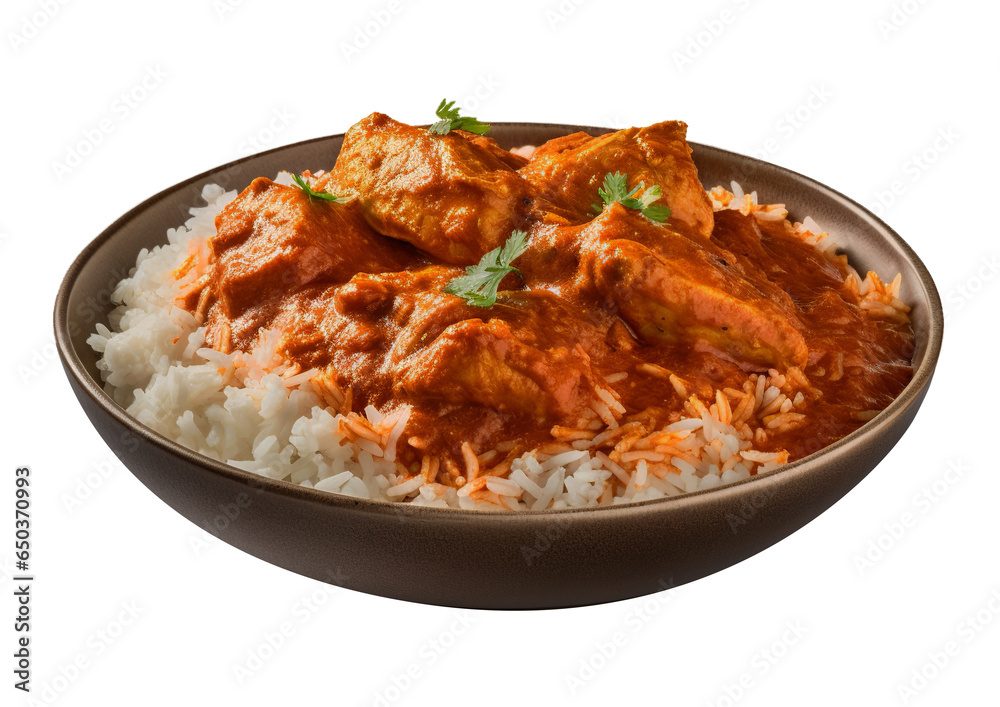 Butter chicken on transparent background. Generative AI. Butter chicken on transparent background. Generative AI.