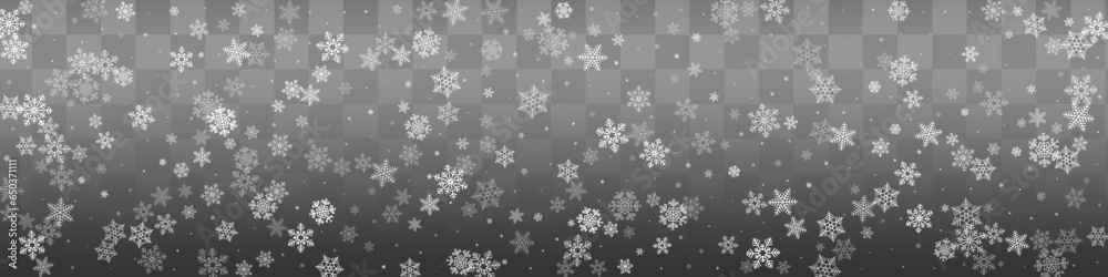 Gray Snowfall Vector Gray Panoramic Background.