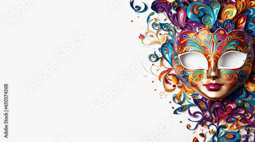 Bright carnival holiday mask on a light background