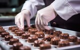Pastry chef is making delicious chocolate candies. Generative AI