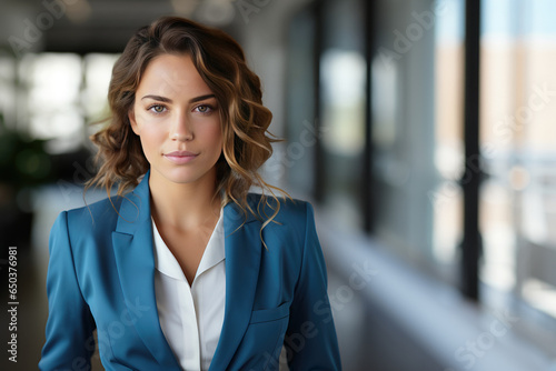 Professional Businesswoman in Stylish Blue Suit: Women Empowerment photo