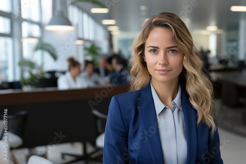 Corporate Lady: Radiance in Blue Business Suit photo