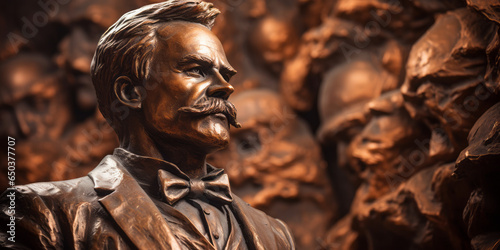 Statue of Friedrich Wilhelm Nietzsche, German philosopher, prose poet, cultural critic, philologist, and composer. photo