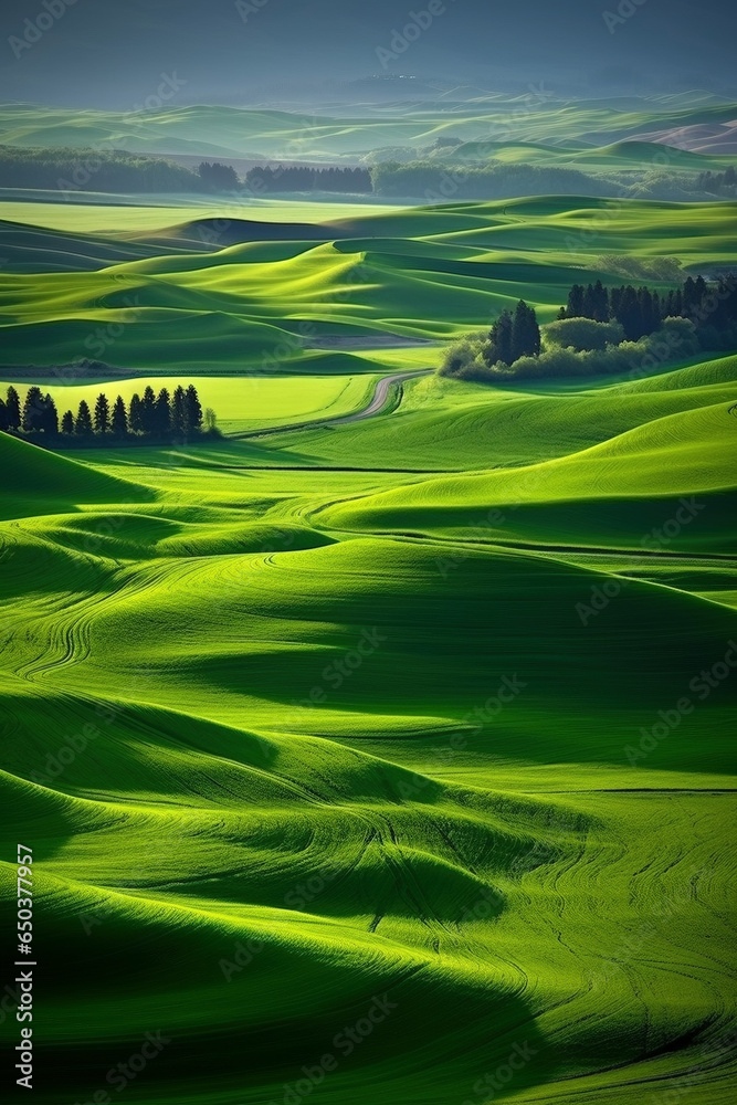 Steptoe Butte and surrounding grasslands in Palouse, eastern Washington, showcase agricultural beauty.