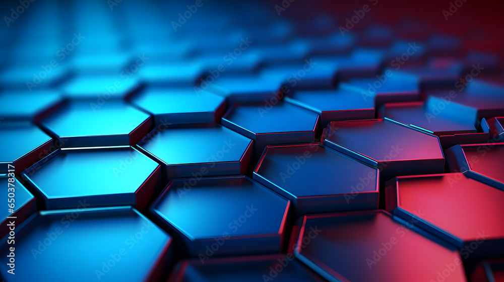 an abstract hexagon pattern behind a light blue background, in the style of ultraviolet photography, metallic surfaces an abstract hexagon pattern behind a light blue background, in the style of ultraviolet photography, metallic surfaces