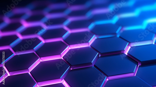 blue hexagonal background png, in the style of digital neon, focus on materials, bio-art, selective focus, light black and magenta