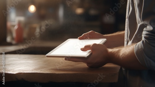  a hyper-realistic scene of a modern mobile device, its blank screen a canvas awaiting the perfect digital creation