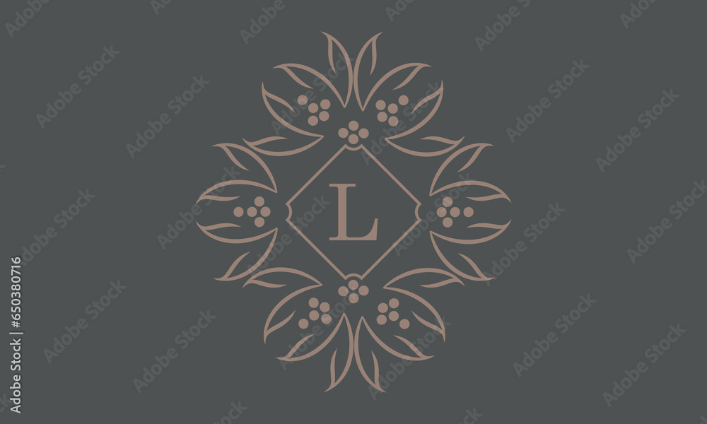 Vintage emblem. Letter L logo template. Vector monogram