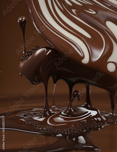 Photot of melted chocolate, generative AI photo