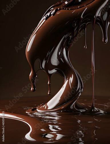 Photot of melted chocolate, generative AI photo