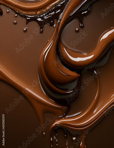 Photot of melted chocolate, generative AI photo