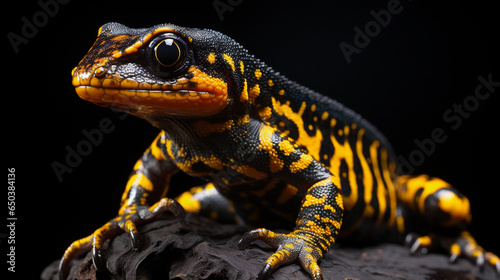 Salamander close-up on a dark background.