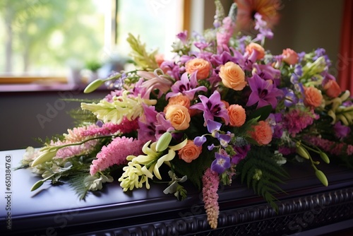 Elegantly Adorned Funeral with Stunning Floral Arrangements.