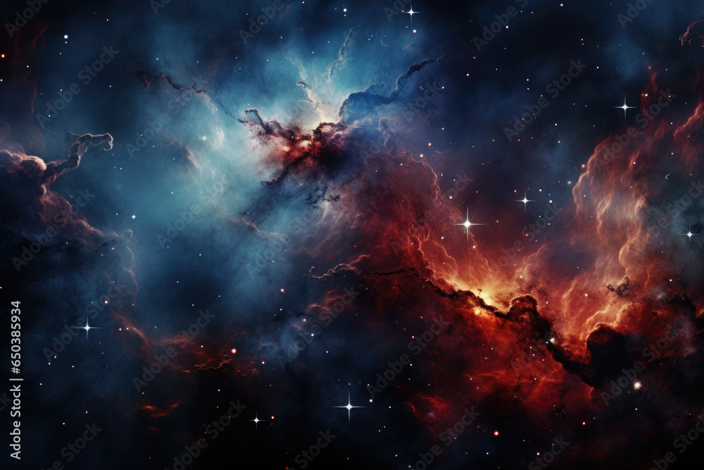 The majesty of a distant nebula, a stellar nursery in the cosmos. Generative Ai.