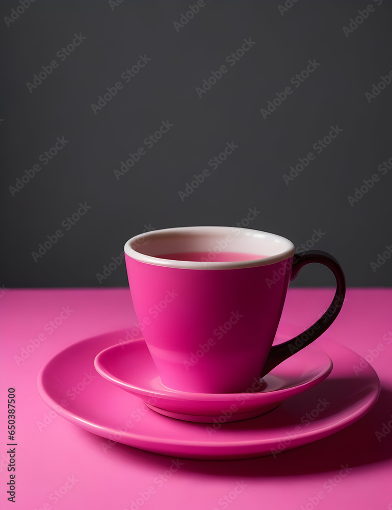 A coffee cup with a handle on top and saucer, with a dark background A coffee cup with a handle on top and saucer, with a dark background