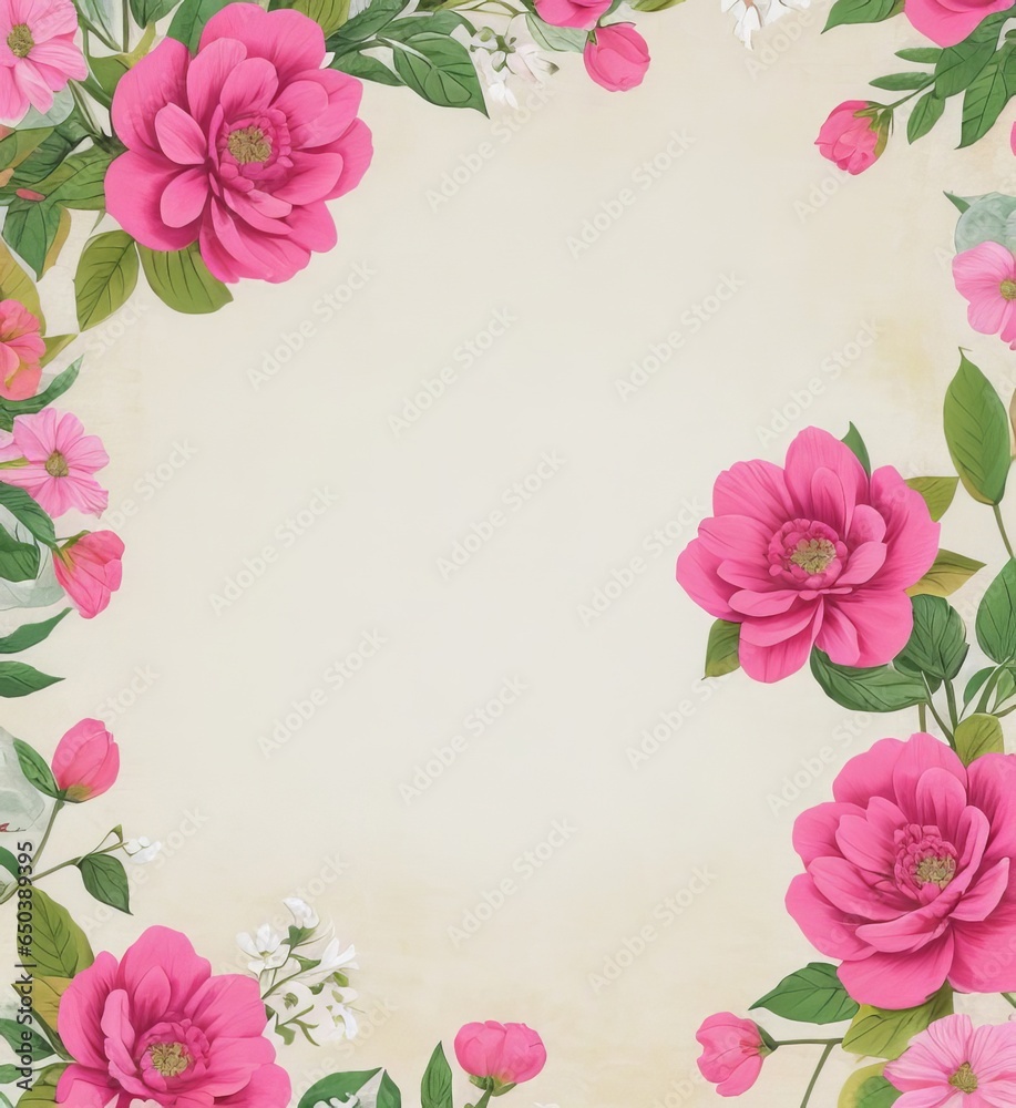 Vintage floral scrapbooking paper, pink flowers on white background, floral pattern