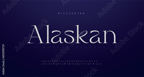 Alaskan Abstract Fashion font alphabet. Minimal modern urban fonts for logo, brand etc. Typography typeface uppercase lowercase and number. vector illustration
