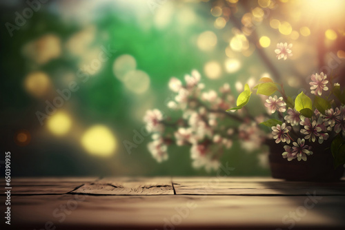 spring flowers on wooden background