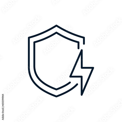 Concept of overvoltage protection, electrical safety. Vector icon isolated on white background.