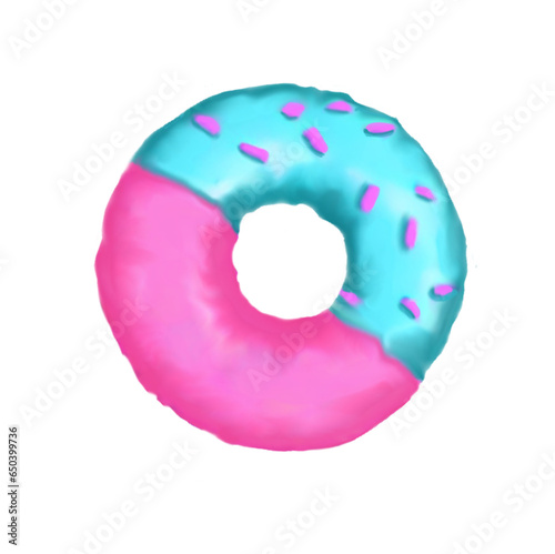 donut with pink and blue icing - great for website, email, greeting card, presentation, postcard, book, t-shirt, sweatshirt, sticker, book, gift wrap, printables, banner, cricut, silhouette 
