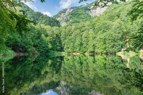 High-mountainous lake Garanohur. Ismayilli. Southern slopes of the Greater Caucasian Range. Azerbaijan nature. photo