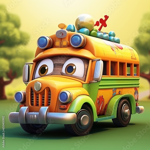 Cartoon cute school bus