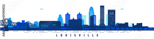 Louisville Kentucky city and bridge silhouette vector illustration on white background