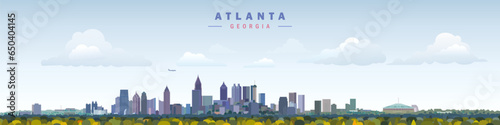 Atlanta city skyline panoramic view vector illustration, Georgia	