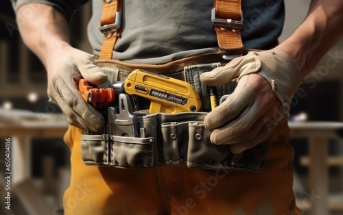 Handyman with tools belt an...
