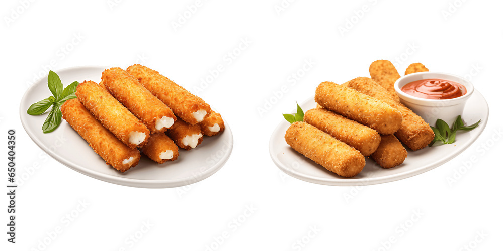 mozzarella sticks on a plate isolated on a transparent background, PNG mozzarella sticks on a plate isolated on a transparent background, PNG
