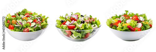 Fototapeta A set of three Yummy salad bowls isolated on a transparent background