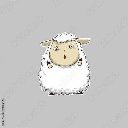 Vector illustration of an angry sheep against a grey background.