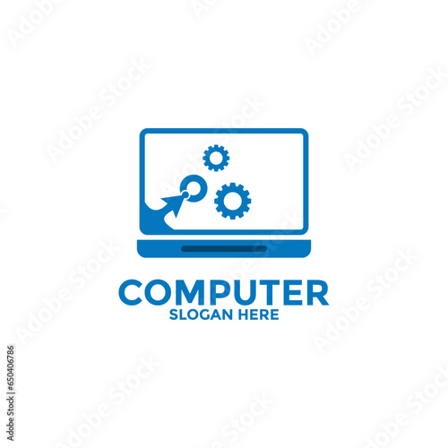 Computer logo template. Computer repair logo , Software development vector design. Desktop service logotype © Febrian