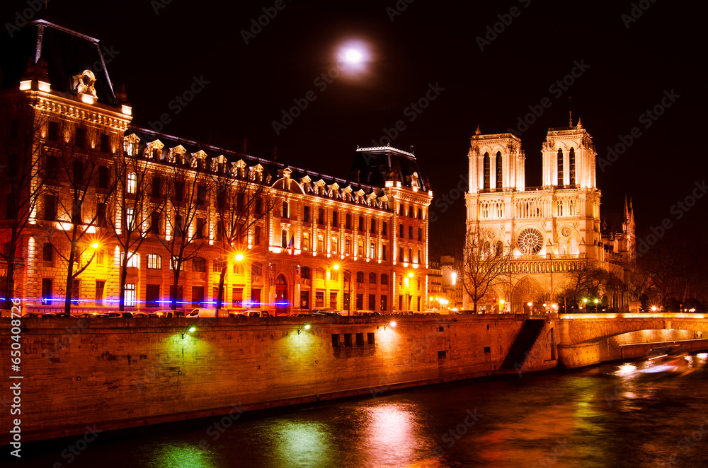 La Prefecture de Police and Notre Dame at Night.