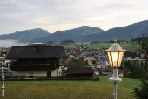 Austria. The fog in the Austrian mountain village