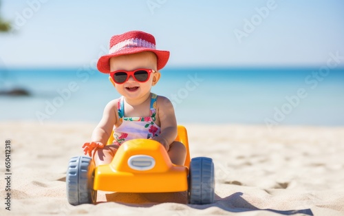 Funny cute toddler with sun...