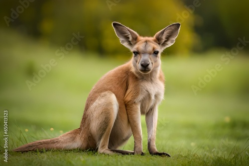 Create an endearing scene featuring a baby kangaroo peeking out of its mother's pouch