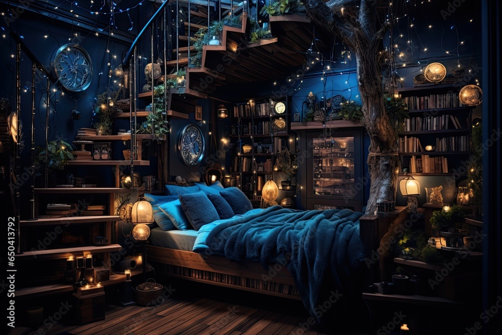 Dreamy Interior Design With Bed and Stairway