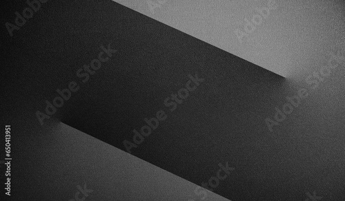 Black white dark silver gray abstract background. Geometric shape. 3d line angle rectangle. Gradient. Grunge rough grain grungy noise. Metal steel effect. Brushed matte shimmer. Ad design. Business.