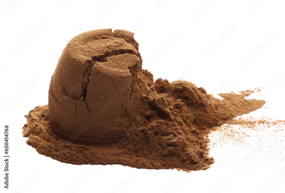Cinnamon Ceylon powder pile isolated on white, clipping path Cinnamon Ceylon powder pile isolated on white, clipping path