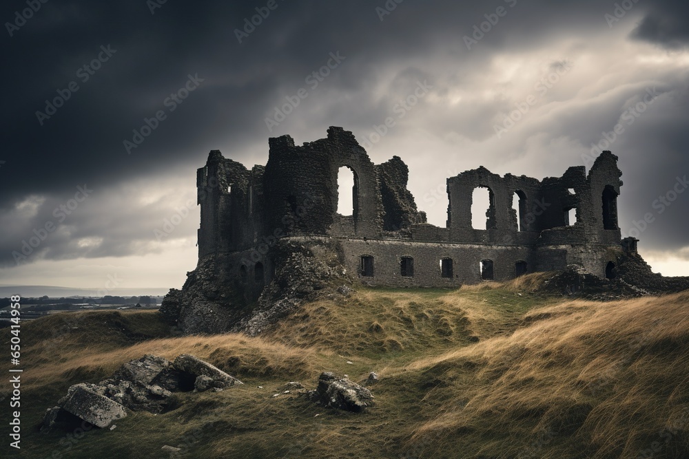 Lost in Time: Ancient Fortress Amidst Stormy Skies