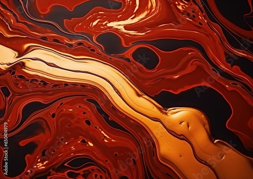 Abstract Red Liquid Background with Gold Texture