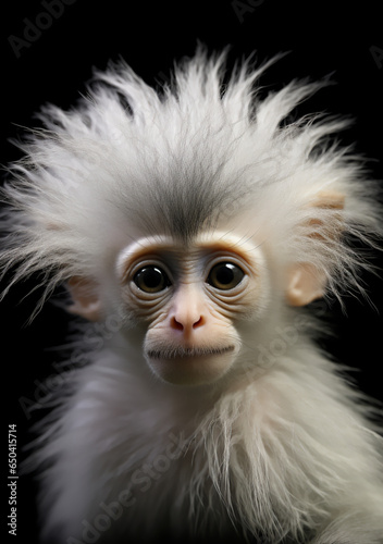 Expressive Monkey with a Striking and Humorous White Hair Style - Nature's Playful and Charming Moments. Generative AI. © Modern Artizen