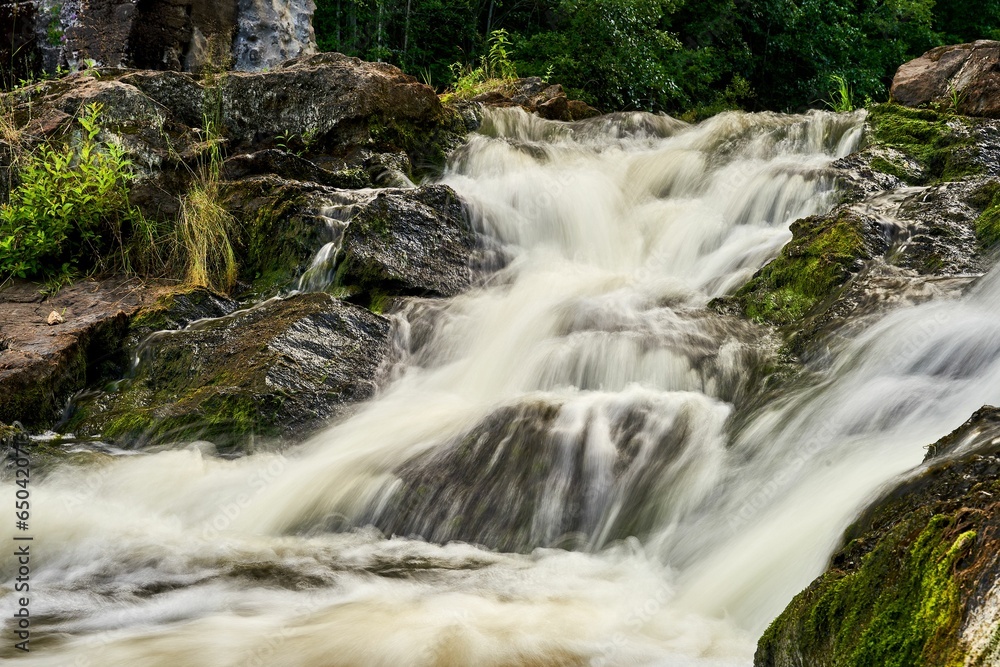 Scenic view of Myllykoski rapids in Nurmijarvi, Finland