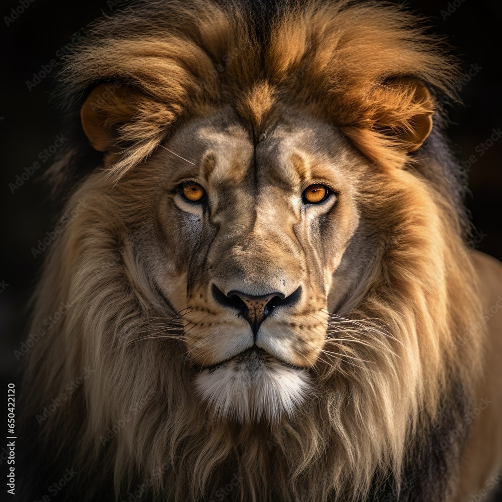 Portrait eines Löwen, wunderschönes Bild, hochauflösend und fesselnd. Detailgetreu und ultrascharf. Nahaufnahme eines Löwen.