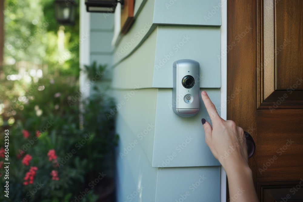 New Hand touch doorbell button. Guest access. Generate Ai New Hand touch doorbell button. Guest access. Generate Ai