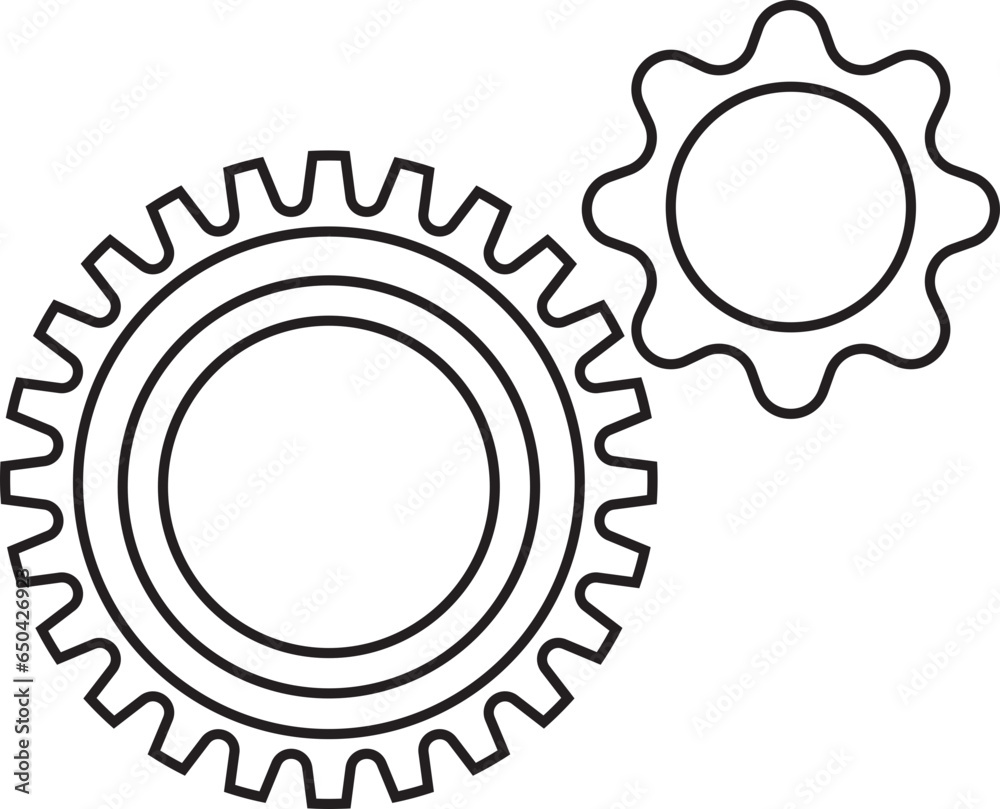 gear icon set, cog wheel, engine circle, thin line symbol isolated on transparent background  vector illustration  with place for your text. Simple collection. Cogwheel. spinner for apps and website