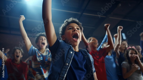 boys cheering in a stadium